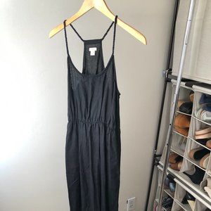 J Crew black linen maxi tank dress